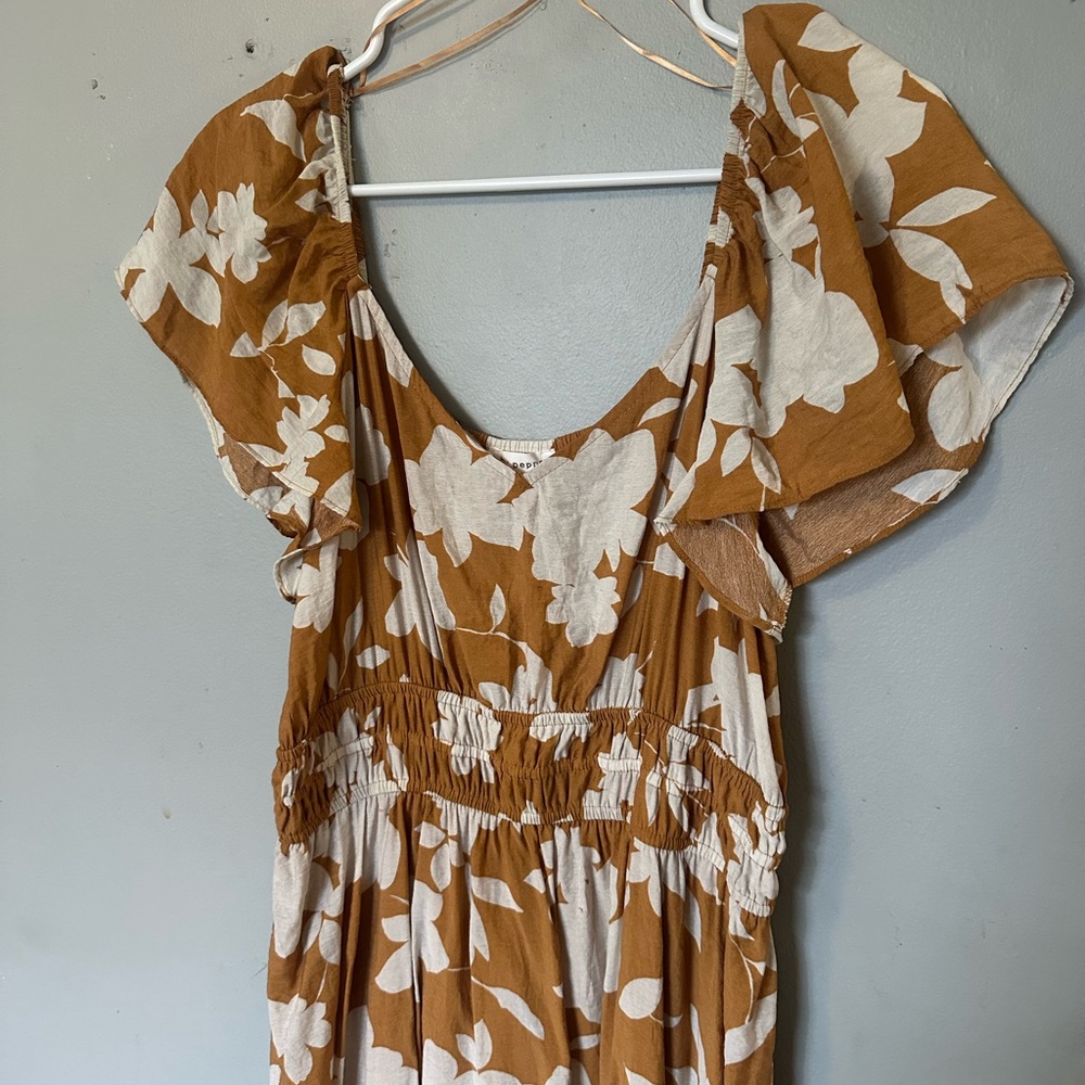Blu Pepper Tan and Orange Floral Dress - Picture 4 of 5